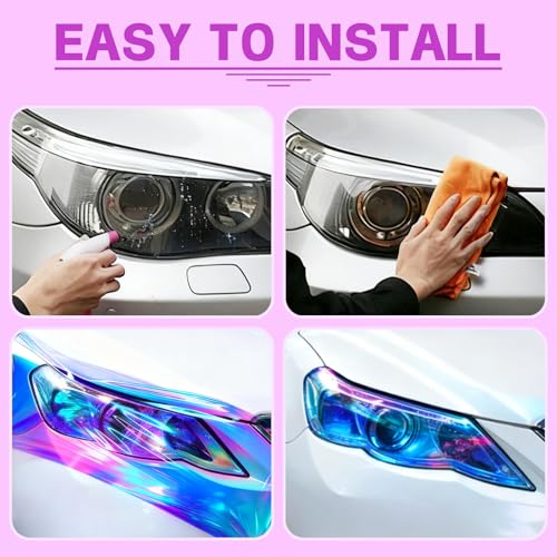 Automotive Universal Car Lamp Film 15.7 X 48inch Cuttable and Stretchability, Non-Marking Self-Adhesive Decals Car Decor, Car Headlight Taillight Fog Lamp Packaging Protective Film, Blue