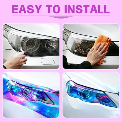 Automotive Universal Car Lamp Film 15.7 X 48inch Cuttable and Stretchability, Non-Marking Self-Adhesive Decals Car Decor, Car Headlight Taillight Fog Lamp Packaging Protective Film, Blue
