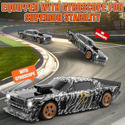 RC Drift car, 1/43 Mini Rc Drift car with Gyroscope, 2.4GHz Full Proportional Remote control Cars, 4WD High Speed Racing with Lights, Racing Tires, Model Cars Gift for Adults, Kids, Boys, Girls - color: Black