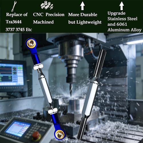 2PCS Stainless Steel Turnbuckles with Rod Ends for Rustler 4X4/2WD,84-108mm Tie Rods with Spacers Fit for 1/10 Traxxas Slash 2WD,Stampede VXL,Rustler 4X4 VXL,Hoss 4X4,RC Car Hops Up Parts,Dark Blue - color: Dark Blue