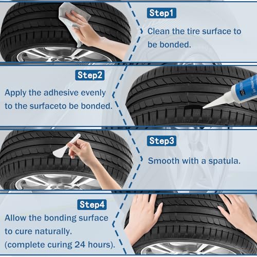 2-Pack Tire Repair Adhesive (3.38oz/100ml) | Black Rubber Cement Glue for Tire Puncture Repair Kit | Car, Truck, Motorcycle, Tractor