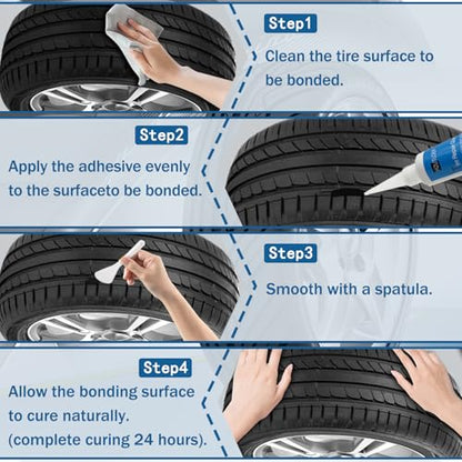 2-Pack Tire Repair Adhesive (3.38oz/100ml) | Black Rubber Cement Glue for Tire Puncture Repair Kit | Car, Truck, Motorcycle, Tractor