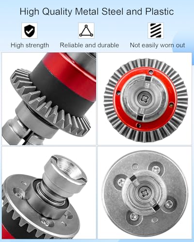 Universal Assembled Differential 30T 0.8Mod Fit for 1/18 ARRMA GROM Typhon Granite GROM Mini Mojave GROM 2S Replace ARA311177 ARA311177V2, 2Pcs Silver/Red