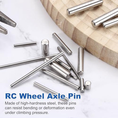 MECCANIXITY 60 Pack Dowel Pin Wheel, 2x30mm Steel Hex Wheel Hub Nut Pin Replacement for DIY RC Car Truck Boat Helicopter Model Part, Silver - size: 2x30mm