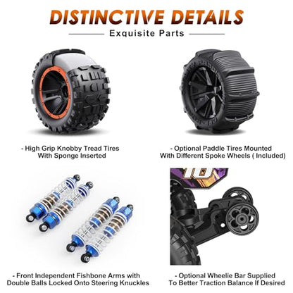 HAIBOXING 16890A Brushless RC Car, 1/16 Scale 4X4 Fast Remote Control Truck | Fast Truck 48 KM/H Top Speed, Hobby RC Cars for Adults and Boys, All Terrain Off-Road Truck，Spare Paddle Tires for Sand& Snow - color: 16890a Yellow