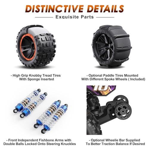 HAIBOXING 16890A Brushless RC Car, 1/16 Scale 4X4 Fast Remote Control Truck | Fast Truck 48 KM/H Top Speed, Hobby RC Cars for Adults and Boys, All Terrain Off-Road Truck，Spare Paddle Tires for Sand& Snow - color: 16890a Yellow