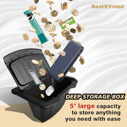 BestEvMod Rear Center Console Organizer for 2026 2025 Tesla Model Y Juniper | Trash Can with Lid Cover Rear Bin Backseat Storage Box Anti-Slip - size: 1 PCS - Console Organizer