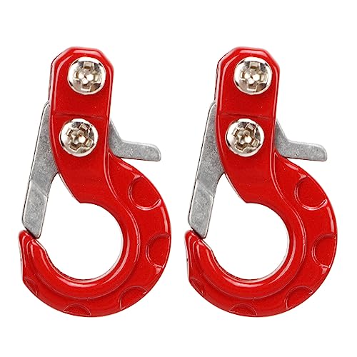 RC Winch Trailer Hook Set 2Pcs, 0.9x0.5in/2.3x1.3cm | Aluminum Alloy | 1/10 Crawler Truck | SCX10 D90 Compatible | Simulation Design | RC Car Accessory(Red) - color: Red