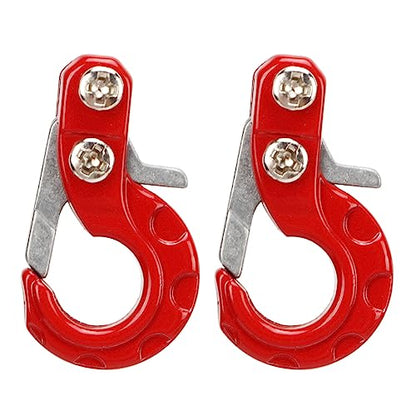 RC Winch Trailer Hook Set 2Pcs, 0.9x0.5in/2.3x1.3cm | Aluminum Alloy | 1/10 Crawler Truck | SCX10 D90 Compatible | Simulation Design | RC Car Accessory(Red) - color: Red