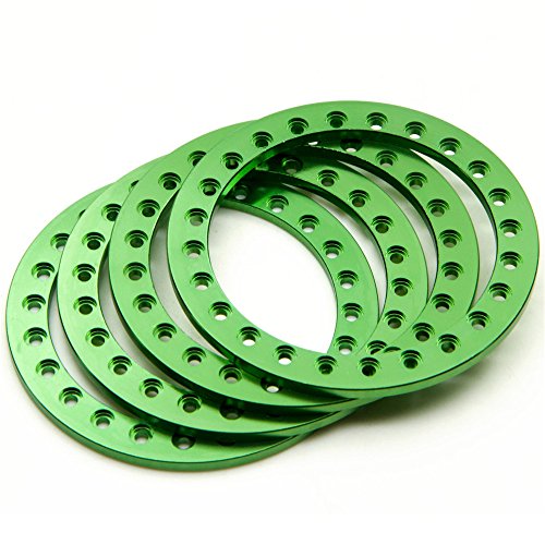 4pcs Aluminum Replacement Wheel Rim Beadlock Ring for 1:10 RC Crawler Car 2.2" RC Wheels/Rims (Green)