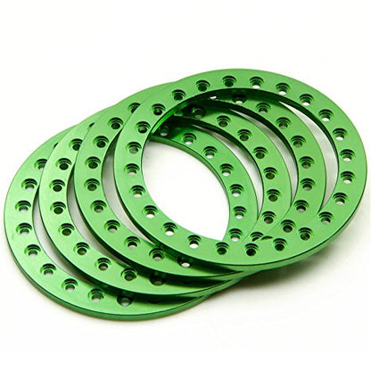 4pcs Aluminum Replacement Wheel Rim Beadlock Ring for 1:10 RC Crawler Car 2.2" RC Wheels/Rims (Green)