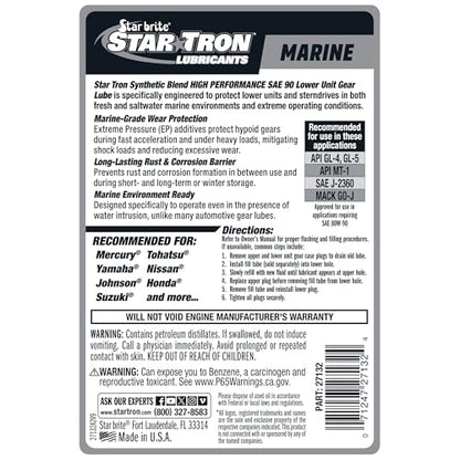 STAR BRITE Hypoid 90W Lower Unit Gear Lube | Meets API MT-1, GL-5, SAE J2360 and MIL-L-2105E specs, anti-wear additives, corrosion inhibitors, for outboard motors - size: 32 Oz Quart, style: 90W Hypoid