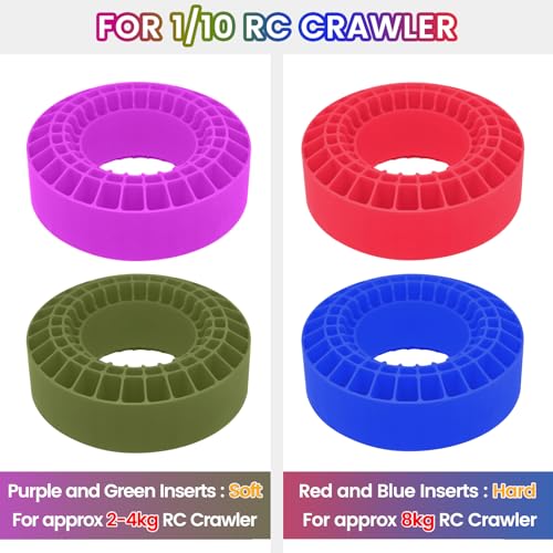OGRC Silicone Rubber Tire Inserts Foam Fit 1.9 Wheel Tires 1/10 Crawler Accessories (Red) - color: Red