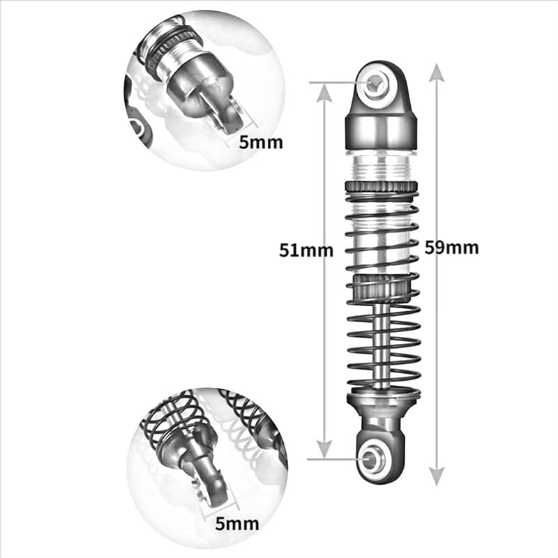 RC Car Shock Absorbers Compatible with Traxxas for TRX4M 1/18 RC Crawler Car Upgrade Parts Replacement Accessories 4Pcs Metal Oil Shock Absorber Damper