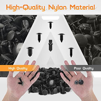 OTUAYAUTO 147PCS Universal Nylon Bumper Shield Retainer | 6 Most Common Sizes Car Body Shield Retainer Fastener Clips and Double End Xmas Tree Retainers Clips with Fasteners Remover - size: Universal (147 pieces)