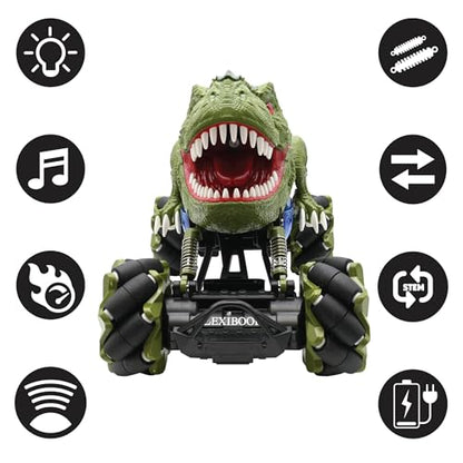 LEXiBOOK, Crosslander Tirex RC Car, RC57 | Dinosaur design, Smoke effects, Stunts, Rechargeable - style: Crosslander Tirex