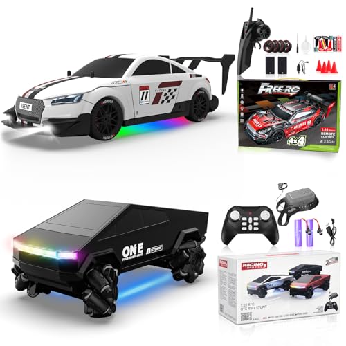 1/16 RC Drift Car 2.4Ghz 4WD Remote Control Cars with Spray & Led Lights 1/28 Scale Gesture Sensing RC Stunt Cars Toys for 6-12 Years Old Boys Girls
