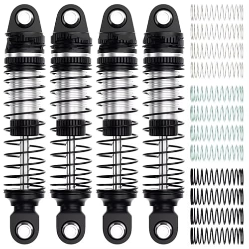 RC Car Shock Absorbers Compatible with TRX4M 1/18 RC Crawler Car Upgrade Parts Replacement Accessories 4PCS 52mm Aluminum Front Rear Shocks Absorbers(Black) - color: Black