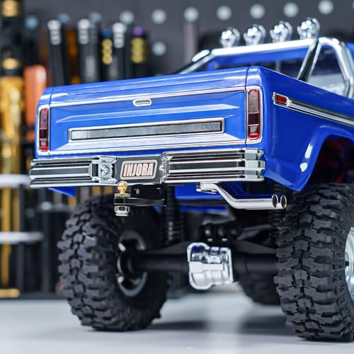 INJORA 33g CNC Aluminum Rear Bumper with Dual Exhaust for 1/18 RC Crawler TRX4M High Trail F150 Upgrade - size: Rear