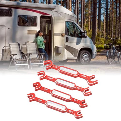 4PCS RC Car Wrenches Turnbuckle Nut Ball Joint Remover Aluminum Alloy RC Maintenance Spanner 3.0‑6.0mm (Red) - color: Red
