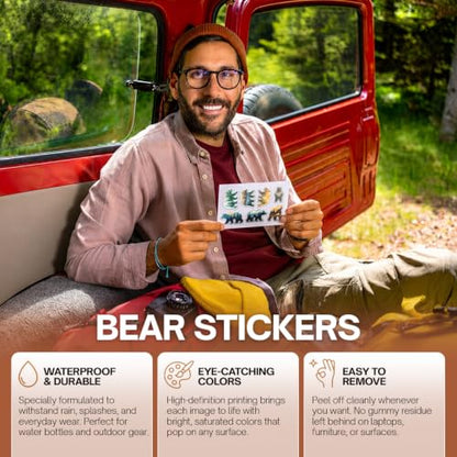 Premium 200 Pcs Funny Grizzly Bear Stickers - 200 Unique Designs | Waterproof Vinyl Grizzly Bear Sticker for Water Bottles, Laptops, Phone Cases, Scrapbooks, Journals, Skateboards, Bear Lovers - color: Funny Grizzly Bear Stickers, size: 200 Pcs
