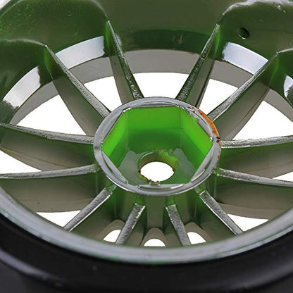 Mxfans 4PCS RC1/10 On Road Car Drift Smooth Wheel Tires & Plastic Plating Golden 12-Spoke Wheel Rims