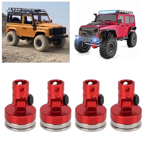 HERCHR 4Pcs RC Magnetic Body Post, Alloy Magnetic Body Post Mount, RC Car Magnetic Shell Post Body for 1/8 1/10 Remote Control Vehicle Invisible Body Shell Mount for SCX10 RC Car 4 Pack(Red) - color: Red