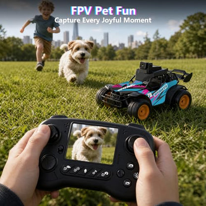RC Car with Camera, RC Truck, FPV Remote Control Car, 2.4GHz 2.8" Screen, 60° Adjustable Camera, Live Video, APP/Radio Dual Control, 2 Speeds, Rechargeable Off-Road RC Cars, Gift for Adults&Kids - color: Pink