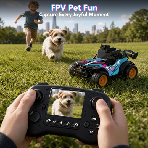 RC Car with Camera, RC Truck, FPV Remote Control Car, 2.4GHz 2.8" Screen, 60° Adjustable Camera, Live Video, APP/Radio Dual Control, 2 Speeds, Rechargeable Off-Road RC Cars, Gift for Adults&Kids - color: Pink