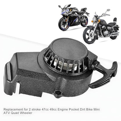 Motorcycle Recoil Pull Starter, Motorbike Engine Pull Start Recoil Starter Ignition Coil, Compatible with 47cc 49cc 50cc 2 Stroke Engines SX50 KT50 Mini Dirt Bike Quad ATV