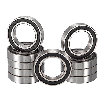 6802-2RS Deep Groove Ball Bearings, ID 15mm x OD 24mm x Width 5mm Double Rubber Sealed Ball Bearing Pre-Lubricated Chrome Steel Z2 Lever 10pcs - size: 6802-2RS 15x24x5mm