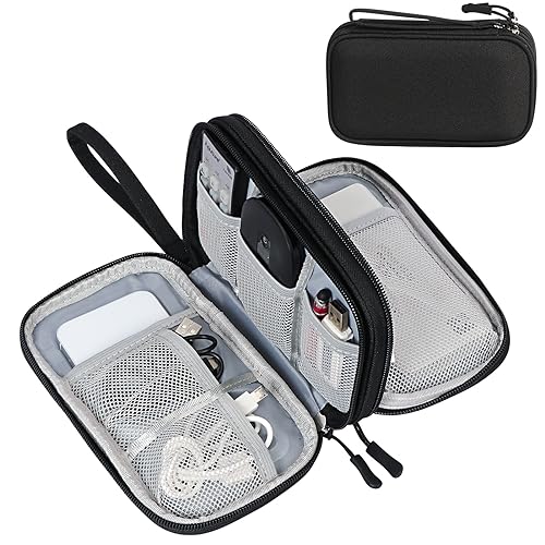 FYY Electronic Organizer, Travel Cable Organizer Bag Pouch Electronic Accessories Carry Case Portable Waterproof Double Layers Storage Bag for Cable, Cord, Charger, Phone, Earphone, Medium, Black - color: Black, size: Medium