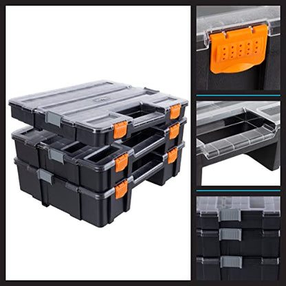 Stalwart Tool Box Organizer - 3-in-1 Portable Small Parts Organizer, Gray