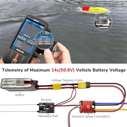 Radiolink R8FGH 2.4Ghz 8 Channels Gyro Receiver with Voltage Telemetry up to 14s/58.8V, 3ms Latency, Waterproof RX for RC Crawler Car Boat Radio Controller RC8X/RC6GS/RC4GS/T8FB/T8S/T12D/T16D