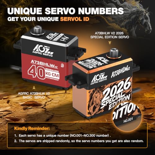 AGFRC 40KG High-Torque RC Servo Motor - Year for the Horse, Waterproof Brushless Digital Standard Servo for 1/10 RC Cars (A73BHLW V2 2026 Special Edition) - style: A73BHLW V2 2026 Special Edition