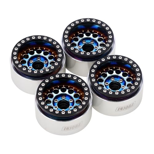INJORA 1.9" 150g Brass & Aluminum -10mm Offset Wheels for 1/10 RC (Rainbow) - color: Rainbow