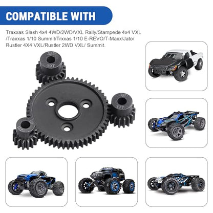 RC Metal Steel 54T 32P Spur Gear with 15T/17T/19T Pinions Gear Set Replace 3956 for Traxxas Slash 4x4 4WD/2WD/VXL Rally/Stampede 4x4 VXL/Summit/E-REVO/T-Maxx/Rustler 4X4 VXL
