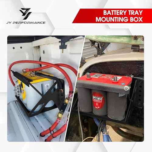 Battery Mounting Box Tray, Fits up to 10.63"×7.06"×7.5" Batteries, Black | Bolt-In Steel Battery Hold Down Bracket, Zinc-Plated Finish, Rust-Resistant, 12-Gauge Steel, 14.375" Overall Length - color: Black