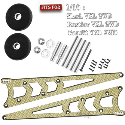 RC Carbon Adjustable Wheelie Bar Kit Tail Wheel Head up Wheel Upgrades Part for 1/10 Slash,Rustler,Bandit,Stampede VXL 2WD,Carbon Adjustable Wheelie Bar w/Mount Hops Up,Golden - color: Golden（upgrades Part）