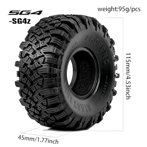 1/10 RC Track Tire 1.9 Inch, Soft Rubber with Deep Tread and Foam Insert for TRX4 SCX10 Gen8 Crawler