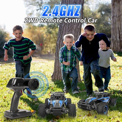 kolegend Remote Control Car 2.4GZh High Speed 25km/h RC Monster Trucks 50+min with LED Headlight and Rechargeable Battery for Boys Girls Kids - color: Blue