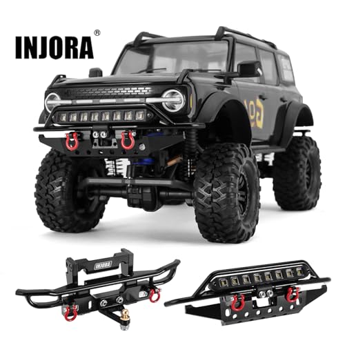 INJORA CNC Aluminum Rear Bumper for 1/18 RC Crawler TRX4M Bronco Upgrade (4M-43) - size: Rear