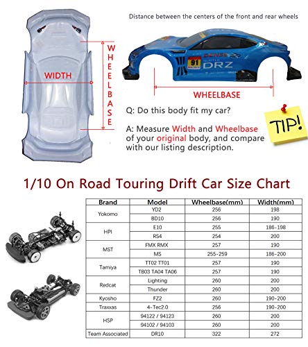1/10 Scale RC Printed Precut Drift Racing Touring Onroad Car Body Shell Width 190mm (Orange)