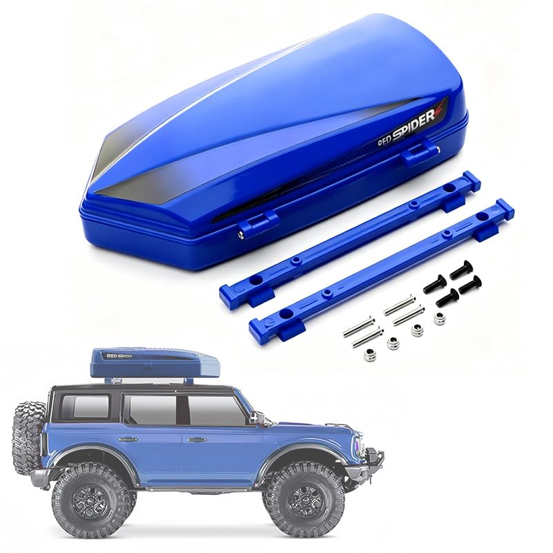 RC Plastic Roof Trunk Luggage Rack Box, Car Shell Body Upgrade for 1/10 or 1/12 Proportion Traxxas TRX4 TRX6 Axial SCX10 90046 G63 VP VS4 RC Crawler (Blue) - color: Blue