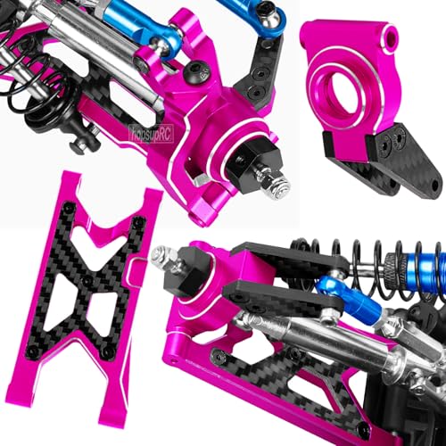 Upgrade Parts for 1/10 Granite/Senton 3S BLX Mega 550,Shocks&Gearbox&Arms&Caster Blocks hubs&25T Servo Saver&Steering Bellcranks&CVD&Support&Transmission&Center Driveshafts&Links,Pink - color: Pink(for 1/10 arrma)