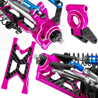 Upgrade Parts for 1/10 Granite/Senton 3S BLX Mega 550,Shocks&Gearbox&Arms&Caster Blocks hubs&25T Servo Saver&Steering Bellcranks&CVD&Support&Transmission&Center Driveshafts&Links,Pink - color: Pink(for 1/10 arrma)