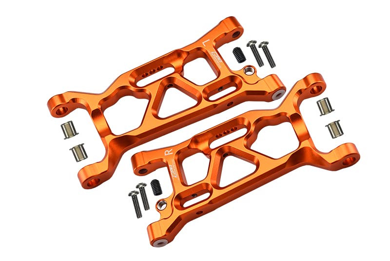 GPM For Losi 1:10 Lasernut U4 Tenacity LOS03028 / Tenacity DB Pro LOS03027V2 Upgrade Parts Aluminum Front Lower Arms - 12Pc Set Orange
