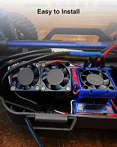 VXL-3s ESC Cooling Fan and Motor Dual Fan Compatible with Traxxas Slash 4x4 Stampede 4x4 Rustler 4x4, Blue - color: Blue