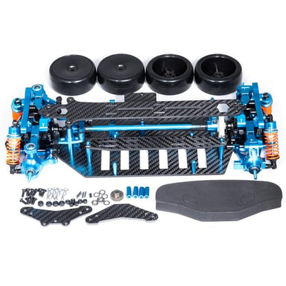 Aluminum&Carbon Fiber Chassis RC Touring Car Body Frame Kit with Wheels for Tamiya TT02 1/10 RC Drift Car Upgrades Parts