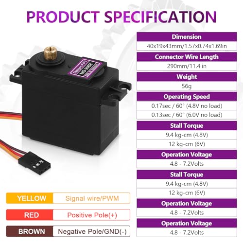 Deegoo-FPV MG996R 55g Metal Gear Digital Servos, 4-Pack | High-torque 55g digital servos with metal gears for RC cars, boats, aircraft, robots and steering mechanisms. - style: MG996R-4pack